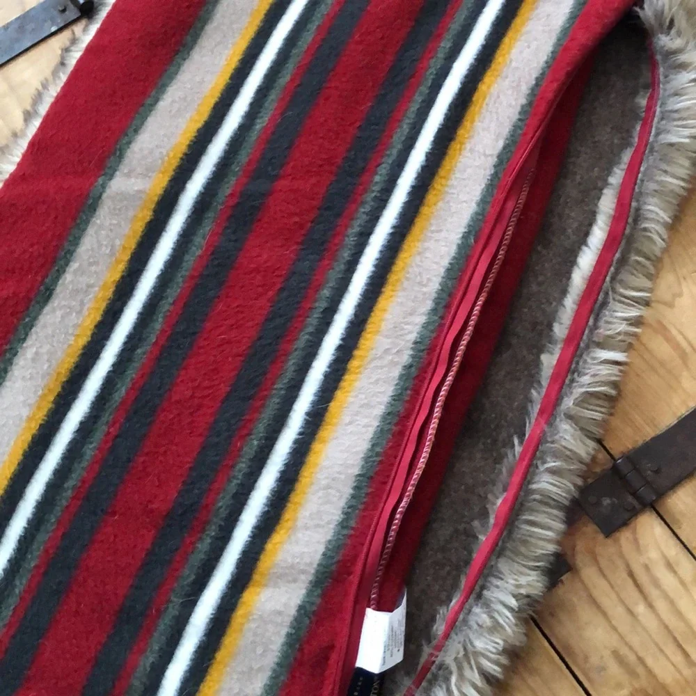 Pottery Barn X Pendleton Yakima Stripe Fur Pillow Cover wool blend